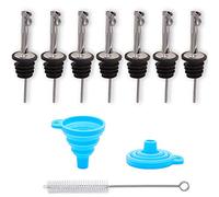 LEGERM 7-Piece Stainless Steel Flip Top Oil Pour Spouts with Funnel - Leakproof Speed Pourer Nozzles for 3/4" Bottles | Universal for Olive Oil, Vinegar & Liquor