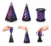 LeGeYo Impossible Cone Pack of 3 3D Print Spiral Cone Fidget Toy Pass-Through Sculpture Pyramid Cone Cylinder Desktop Decoration Stress Relief Purple