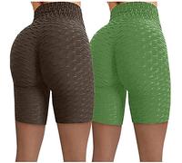 Legging for Women UK 2PC Plus Size Honeycomb Bubble Peach Butt Fashion New Yoga Shorts Elastic Seamless Slim High Waist Hip Lift Tummy Hot Short Casual Workout Swim Fitness Running Shapewear Sales