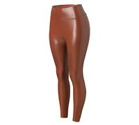 Legging for Women UK Black Sexy Shiny Body Sculpting Peach Butt High Strethcy Yoga Pants Seamless Casual High Waist Hip Lift Tummy Trousers Sport Running Gym Outdoor Shapewear (01-B-Bronze, M)