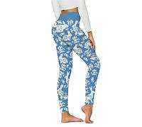 Legging for Women UK Plus Size Fashion Colorful Butterfly Pattern Shiny Print Yoga Pants New Casual Elastic Waist Seamless Daily Shapewear High Waist Hip Lift Pilates Running (240307A-Blue, XL)