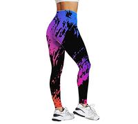 Legging for Women UK Plus Size Fashion Colorful Butterfly Pattern Shiny Print Yoga Pants New Casual Elastic Waist Seamless Daily Shapewear High Waist Hip Lift Pilates Running Workout (02-A-Purple, XL)