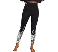 Legging for Women UK Plus Size Flower Pattern Shiny Print Stretch Seamless Long Yoga Pants Body Sculpting Fashion Waist Hip Lift Tummy Slim Tight Pant Exercise Fitness Training (240122 A-White, XL)