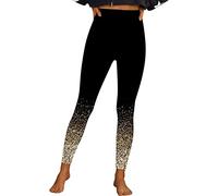 Legging for Women UK Plus Size Flower Pattern Shiny Print Stretch Seamless Long Yoga Pants Body Sculpting Fashion Waist Hip Lift Tummy Slim Tight Pant Exercise Fitness Training (240122 A-Yellow, XXL)