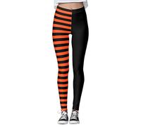 Legging for Women UK Plus Size Sexy Fishnet Hollow Black Orange Halloween Stripes Yoga Pants Slim Fashion High Elastic Thin High Waist Hip Lift Tummy New Tights Pilate Dance Party Sport Trouser Sales
