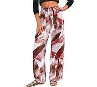 Legging for Women UK Plus Size Side Pockets Solid with Ink Tie Dye Printed Yoga Pants Loose Casual Comfortable Thin Elastic Waist Trousers Pilates Fitness Running Vacation Outdoor (02-A-Red, XXL)