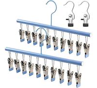 Legging Organizer for Closet, 2 Pack with 10 Clips Holds Pants Hangers Space Saving Hanging Closet Organizer, Closet Organizers and Storage Holds 20 Leggings/Pants/Jeans/Scarfs/Caps(Blue)