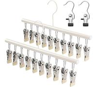 Legging Organizer for Closet, 2 Pack with 10 Clips Holds Pants Hangers Space Saving Hanging Closet Organizer, Closet Organizers and Storage Holds 20 Leggings/Pants/Jeans/Scarfs/Caps(White)
