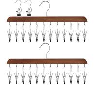 Legging Organizer for Closet-24 Clips Yoga Pants Hangers Space Saving, Wood Hanging Closet Organizers and Storage for Leggings, Jeans, Skirts, Hats, Shorts, Socks - 360° Rotating(2 Pack Vintage)