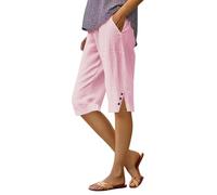 Legging Shorts Women Summer Knee Length Beach Bermuda Shorts Ladies Loose Casual Drawstring Capri Pants Comfy Lounge Cropped Trousers with Pockets My Orders Light Pink