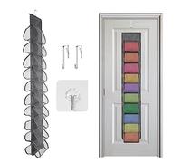 Legging Storage Organizer Set, Foldable Clothes Storage Hanging Bag with 20 Roll Compartments +2 Over The Door Hooks +1 Sticky Hook for Storage Underwear Top Socks Towel(Grey)