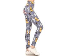 Leggings Depot High Waisted Checkered & Animal Print Leggings for Women - Regular, Plus, 1X3X, 3X5X, Cactus and Llama, One Size Plus