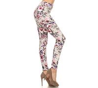 Leggings Depot High Waisted Floral & Space Print Leggings for Women - Regular, Plus, 1X3X, 3X5X, Cherish Rose, One size