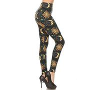 Leggings Depot High Waisted Floral & Space Print Leggings for Women - Regular, Plus, 1X3X, 3X5X, Sun and Moon, One size