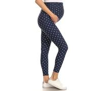 Leggings Depot Women's Maternity Leggings Over The Belly Pregnancy Casual Yoga Tights, Retro Polka Dots, XL