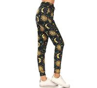 Leggings Depot Women's Popular Print High Waist Premium Jogger Track Pants(S-3X) BAT1, Sun and Moon, Medium