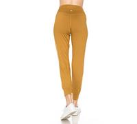 Leggings Depot Women's Printed Solid Activewear Jogger Track Cuff Sweatpants, Activeflex Slim-fit Jogger-spiced Bronze, Medium