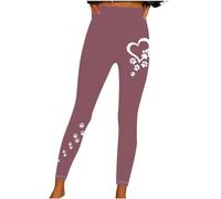 Leggings for Women UK Butt Lifting Workout Yoga Pants Love Dog Paw Print Tummy Control High Waisted Gym Legging Fitness Sports Tights Running Jogging Activewear Trousers Ladies Track Pants Purple