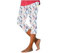 Leggings for Women UK Colorful Feather Pattern Capris Women Cropped Leggings Casual Slim-Fit 3/4 Length Pants 2025 Summer Beach Pant Ladies Summer Trousers My Order Sale Clearance
