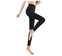 Leggings for Women UK High Waist Black Footless Tights Tummy Control Opaque Strethcy Pantyhose Solid Colour Slim Warm Winter Bottoming Pant Soft Comfy Yoga Pants for Home Gym Outdoor Workout