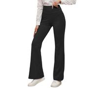 Leggings for Women UK Non See-Through Yoga Pants High Waisted Buttery Soft Plus Size Workout Gym Black with Pockets Flared Waist 3 Pack