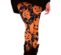 Leggings for Women UK Plus Size 2023 New Halloween Pumpkin Print Elastic High Waist Yoga Pants Sale Clearance Fashion Casual Cloose Fit Harem Pants Festival Essentials Running Gym (02-A-Orange, S)