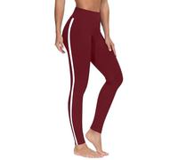 Leggings for Women UK White Stripe Gym Legging Comfy Soft Tummy Control Stretch Yoga Pants Ladies Pull up Sports Active Wear Training Walking Summer Autumn Work Office Essentials Trousers