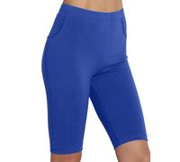 Leggings for Women UK Yoga Gym Cycling Shorts High Waist Super Stretchy Tummy Control Shaping Shorts Solid Color Summer Leggings Three Part Pants Half Shorts 3/4 Legging Shorts Sports Pants Blue