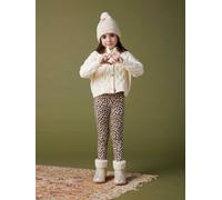 Leggings Lined in Polar Fleece for Girls brown light all over printed