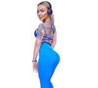 Leggings with Scrunch Bum Effect and Cellulite Concealing Relief - Blue (UK, Alpha, S, Regular, Regular, Son)
