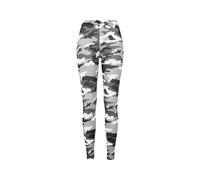 Urban Classics Women's Camouflage Leggings Comfortable Sport Pants, Stretchy Workout Trousers with Military Print, Regular Skinny Fit, Snow Camo, S