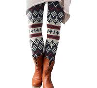Leggings Women's Colourful Patterned Cotton Women's Leggings Cotton High Waist Thermal Leggings Slim Fit Tights Nordic Knitting Pattern Leggings Elegant Knitted Leggings Fair Isle Slip-On Trousers