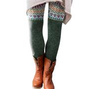 Leggings Women's Colourful Patterned Cotton Women's Leggings Cotton High Waist Thermal Leggings Slim Fit Tights Nordic Knitting Pattern Leggings Elegant Knitted Leggings Fair Isle Slip-On Trousers