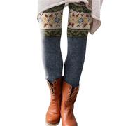 Leggings Women's Colourful Patterned Warm Jogging Bottoms Women's Warm Winter Cotton Knitted Leggings Norwegian Pattern Winter Leggings High Waist Thermal Leggings Stretch Tights Fair Isle Leggings