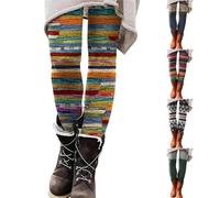 Leggings Women's Colourful Patterned Warm Thermal Leggings Women's Winter Lined Longer Leg Length Leggings Fair Isle Tights Norwegian Pattern Tights Skinny Knitted Leggings Stretch Casual Trousers