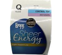 L'eggs Sheer Energy Control Top Sheer Toe Anti-Cellulite Pantyhose （Packaging may vary）(US, Alpha, Queen, Regular, Regular, nude)