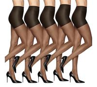 L'eggs Sheer Energy Women's Medium Support Leg, Control Top, Sheer Toe, Compression Tights, Off Black (Pack of 5), L