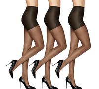 L'eggs Women's Energy 3 Pack Control Top Sheer Toe Panty Hose, Off Black 3-pack, S