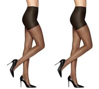 L'eggs Women's Energy Medium Support Control Top Sheer Toe Pantyhose, 30 den, Off Black, L (Pack of 2)