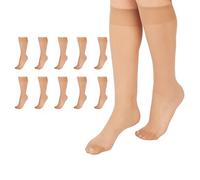 L'eggs Women's Everyday Knee High Stockings, Reinforced Toe Pantyhose, 10 den, Nude, One Size (Pack of 10)