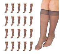 L'eggs Women's Plus-Size Everyday Knee High Sheer Toe, Available in 8 and 16 Pack, 16 Pack - Off Black, One Size