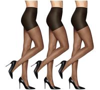 L'eggs womens Sheer Energy With Wicking Cool Comfort Control Top and a Reinforced Toe Q65214 3 Pairs Tights, Off Black, US