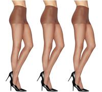 L'eggs Women's Silken Mist 3 Pack Control Top Sheer Toe Panty Hose, Sun Beige, Queen