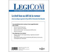 Legicom - N° 60 2018/1 - Le droit face au défi de la rumeur
