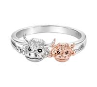 Legierungs-Kuh-Ring, niedlicher inspirierender Tierschmuck, 8 mm verstellbare Schlaufe mit graviertem Design, Edelstahl-Haustierring, Kuh-Schleife mit elegantem Stil, Tierschmuck für Frauen und Mütter