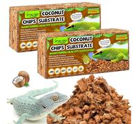 Legigo 2 Pack Coconut Chip Substrate for Reptiles, Natural Coco Husk Chip Reptiles Bedding, Compressed Coconut Chip Substrate for Snake, Tortoise, Ball Python, Gecko, Lizard Terrarium Tanks