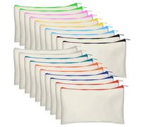 Legigo Blank DIY Craft Bag Canvas Pencil Case Blank Makeup Bags- Canvas Pencil Pouch Bulk Canvas Cosmetic Bag Multi-Purpose Travel Toiletry Bag Canvas Zipper Bags 8.3 × 5 Inch, Beige (color zipper),