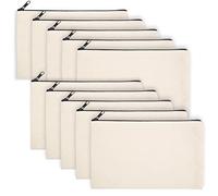 Legigo Canvas Zipper Bags - Blank DIY Craft Bag, Multi-Purpose Travel Toiletry Bag, 8.3 x 5 Inch, Beige, 10 Pack