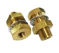 Legines 1/4" NPT Female Brass Bulkhead Coupling Tank Fitting, 1-1/2" Length (Pack of 2)