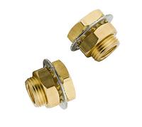 Legines Brass Bulkhead Fitting 1/4" NPT Female Bulk head Pipe Fitting Bulkhead Coupling（3/4-16UNF) 0.98" Male, 15/16" Length (Pack of 2)